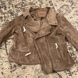 Faux suede moto jacket